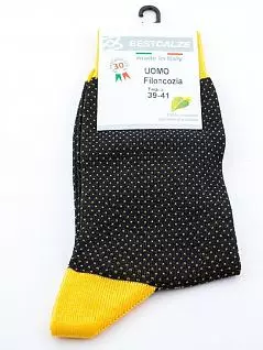 Яркие и оригинальные мужские носки с нежным плетением хлопковой нити PJ-Best Calze_4C56 желтый